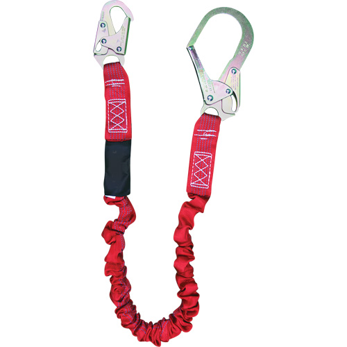 ShockSorb Internal Shock Lanyard, 6', Rebar Hook Center, Snap Hook Leg Ends, Polyester Toolneeds Inc.