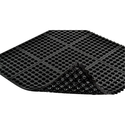 Cushion-Ease&reg; 550 Interlocking Anti-Fatigue Mat, Slotted, 3' x 3' x 3/4", Black, Rubber Toolneeds Inc.