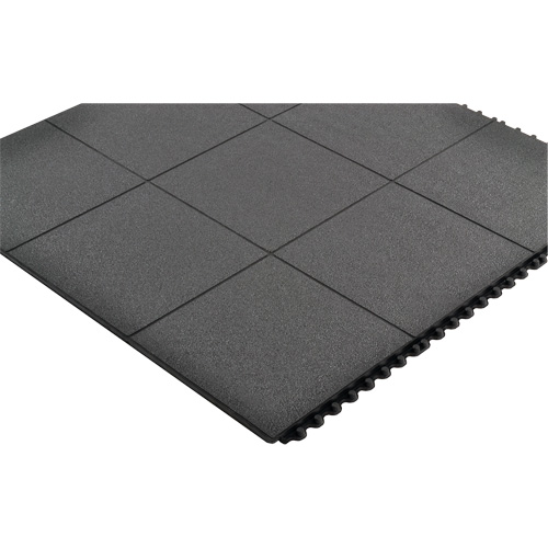 Tapis antifatigue &agrave; imbrication Cushion-Ease, Rugueux, 3' x 3' x 3/4", Noir, Caoutchouc naturel Toolneeds Inc.