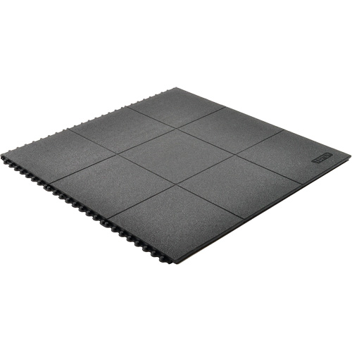 Tapis antifatigue &agrave; imbrication Cushion-Ease, Rugueux, 3' x 3' x 3/4", Noir, Caoutchouc naturel Toolneeds Inc.