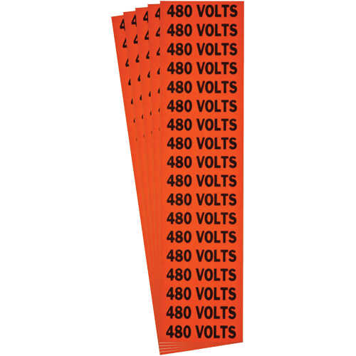 "480 Volts" Conduit & Voltage Labels, 1/2" x 2-1/4", Cloth/Vinyl, English Toolneeds Inc.