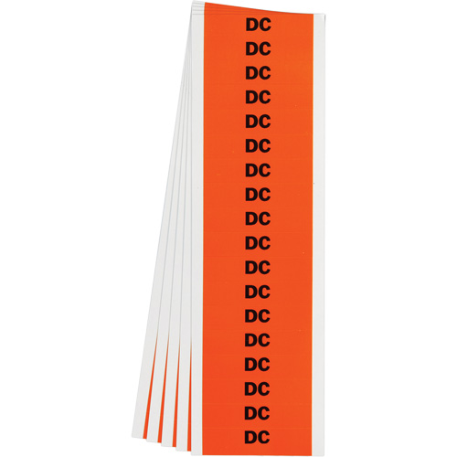 "DC" Conduit & Voltage Labels, 1/2" x 2-1/4", Cloth/Vinyl, English Toolneeds Inc.
