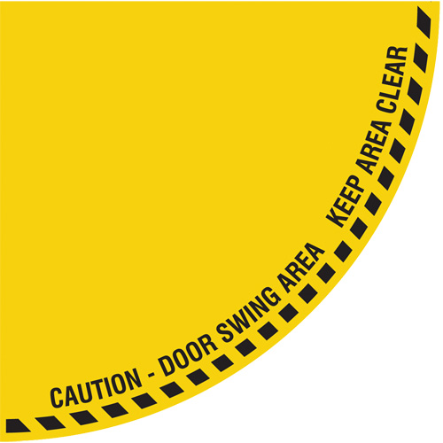 Signalisation au sol ?Caution? (attention) pour porte battante en quart de cercle, Adh&eacute;sif, Anglais avec pictogramme Toolneeds Inc.