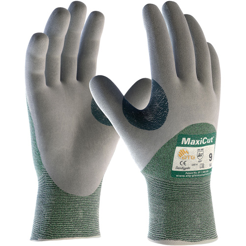 Gants en tissu technique r&eacute;sistant aux coupures ATG MaxiCut, Taille Grand, Calibre 15, Rev&ecirc;tement Nitrile, Enveloppe en Fil technique, ASTM ANSI niveau A2/EN 388 niveau 3/EN 388 niveau B Toolneeds Inc.