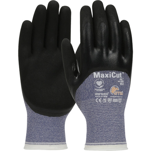 Gants r&eacute;sistants aux coupures dans un milieu de travail huileux ATG MaxiCut, Taille Grand, Calibre 15, Rev&ecirc;tement Nitrile, Enveloppe en Fil technique, ASTM ANSI niveau A3/EN 388 niveau 4/EN 388 niveau C Toolneeds Inc.