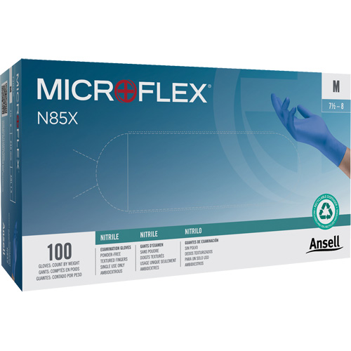 Gants Microflex N85, T-petit, Nitrile, 3,5 mils, Sans poudre, Bleu, Classe 2 Toolneeds Inc.