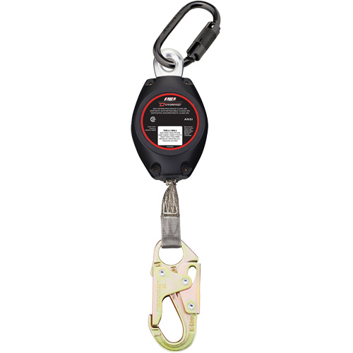Dynamic Small Snap Hook Self-Retracting Lifeline, 11', Polyester, Swivel Toolneeds Inc.