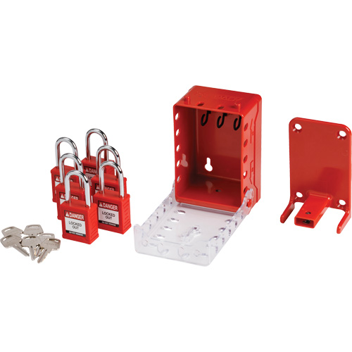 Ultra Compact Group Lockout Box with Nylon Safety Lockout Padlocks, Red Toolneeds Inc.