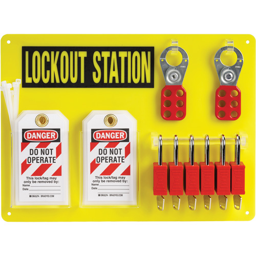 Lockout Board with Keyed Different Nylon Safety Lockout Padlocks, Plastic Padlocks, 6 Padlock Capacity, Padlocks Included Toolneeds Inc.
