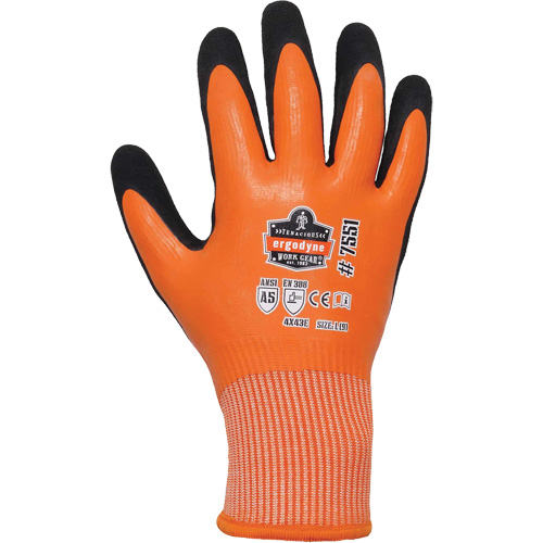 Gants de travail enduits et r&eacute;sistant &agrave; la coupe pour l'hiver ProFlex 7551, Taille Petit, Calibre 10/13, Rev&ecirc;tement Nitrile/Latex de caoutchouc, Enveloppe en PEHP, ASTM ANSI niveau A5/EN 388 niveau E Toolneeds Inc.