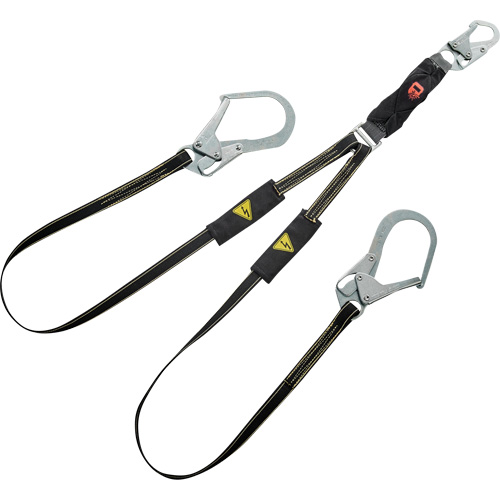 Longe &agrave; amortisseur d'&eacute;nergie pour le soudage V-Series, 6', Point d'ancrage &agrave; Crochet d'armature, Crochet mousqueton aux jambes, Kevlar/M&eacute;tal/Nylon Toolneeds Inc.
