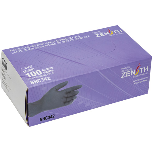 Gants jetables de calibre m&eacute;dical, Grand, Nitrile, 6 mils, Sans poudre, Noir, Classe 2 Toolneeds Inc.