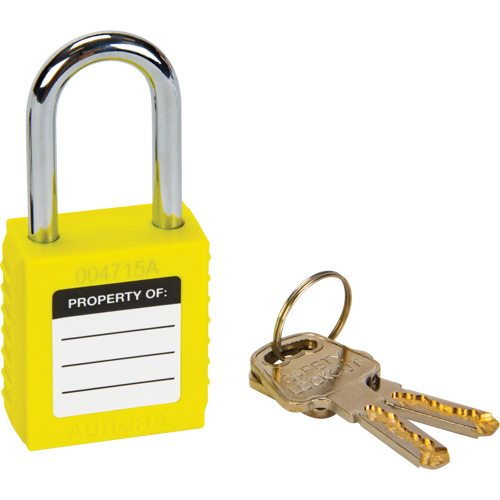 Verrouillage pour les consignations, Cadenas de s&eacute;curit&eacute;, Cl&eacute;s diff&eacute;rentes, Thermoplastique, Largeur de 1-1/2" Toolneeds Inc.