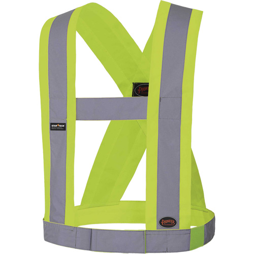 5492 4" Wide Adjustable Safety Sash, Meets/Exceeds CSA Z96 Class 2 - Level 2, High Visibility Lime-Yellow, Silver Reflective Colour, One Size Toolneeds Inc.
