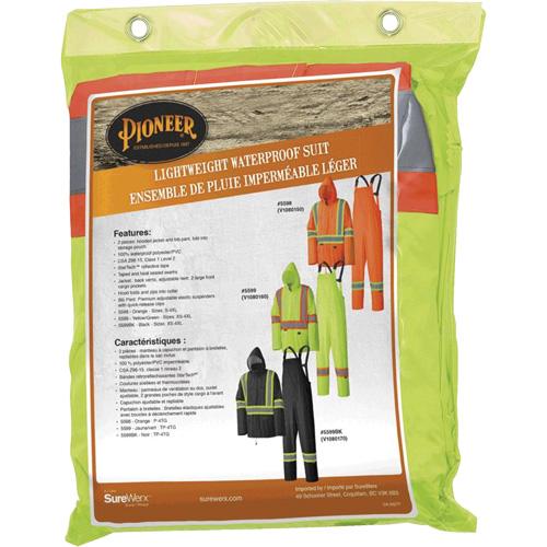 5599 Combinaison de pluie imperm&eacute;able et l&eacute;g&egrave;re, Polyester/PVC, T-petit, Jaune lime haute visibilit&eacute; Toolneeds Inc.