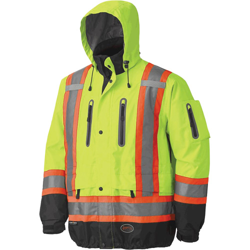 5201 Premium Breathable Waterproof Jacket, Polyester, Black/High Visibility Lime-Yellow, Large Toolneeds Inc.