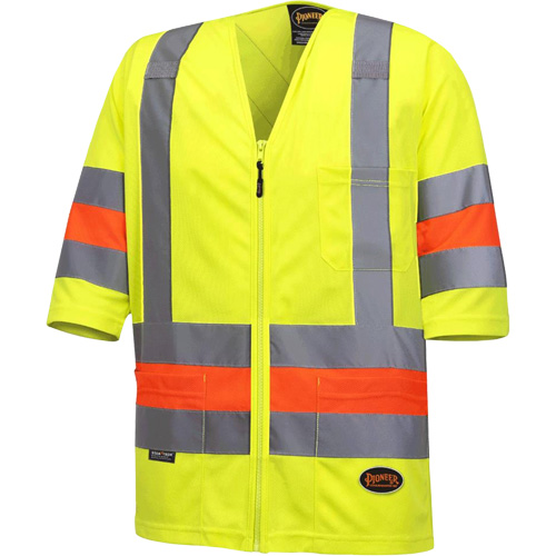 6019 Short-Sleeved Quebec Traffic Control Shirt, Polyester, X-Small, High Visibility Lime-Yellow Toolneeds Inc.