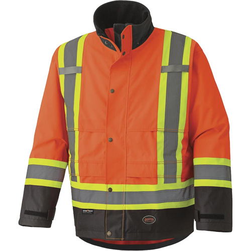 5400 300D Trilobal Ripstop Waterproof Safety Jacket, Polyester, Black/High Visibility Orange, Small Toolneeds Inc.