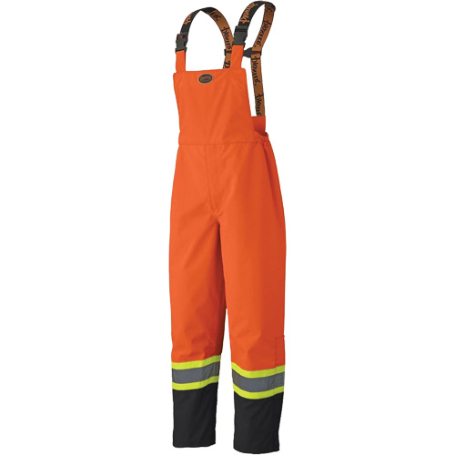 5404 300D Trilobal Ripstop Waterproof Bib Pants, Polyester, Small, Black/High Visibility Orange Toolneeds Inc.