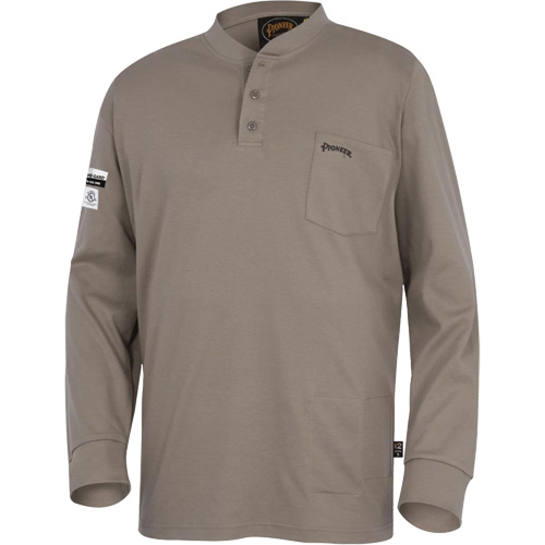 331 Chandail Henley en tricot interlock ignifuge, Petit, Beige Toolneeds Inc.