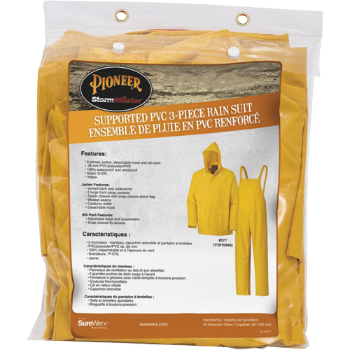 577 3-Piece Rain Suit, Polyester/PVC, 6X-Large, Yellow Toolneeds Inc.