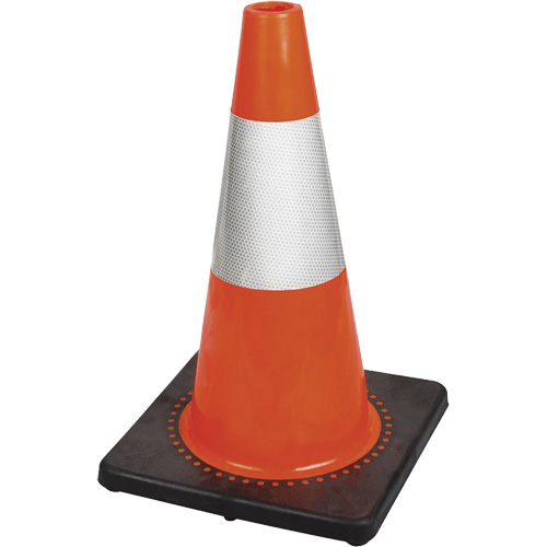 181 C&ocirc;ne de s&eacute;curit&eacute; flexible de premi&egrave;re qualit&eacute;, 18", Orange, Bande(s) r&eacute;fl&eacute;chissante(s) 6" Toolneeds Inc.