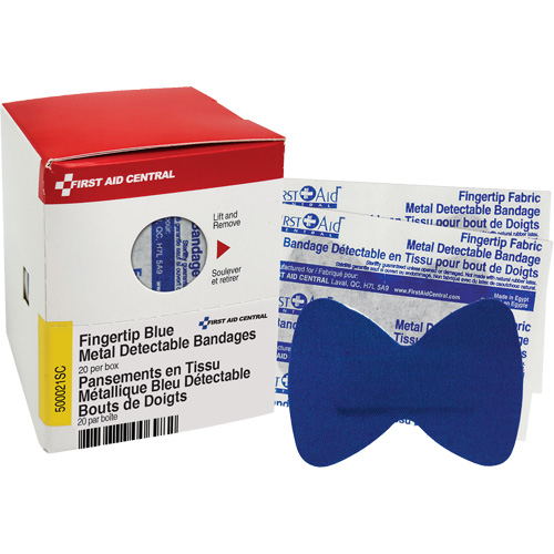 Fingertip Blue Detectable Bandages, Fingertip, Fabric Metal Detectable, Sterile Toolneeds Inc.