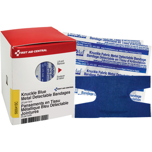 Knuckle Blue Detectable Bandages, Knuckle, Fabric Metal Detectable, Sterile Toolneeds Inc.
