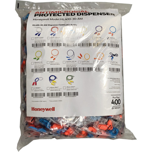 Recharge de bouchons doreille Max-30 pour le distributeur HL400, Vrac - Sac en poly, Avec cordon Toolneeds Inc.