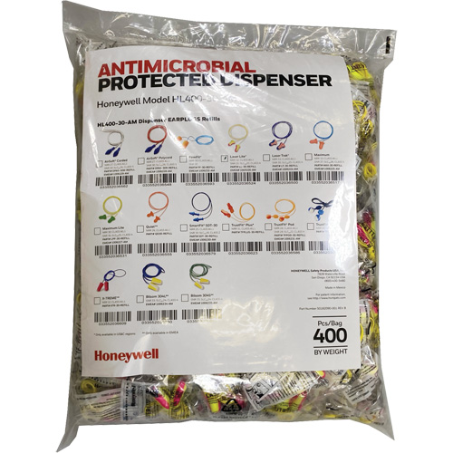 Recharge de bouchons doreille LL-30 pour le distributeur HL400, Vrac - Sac en poly, Avec cordon Toolneeds Inc.