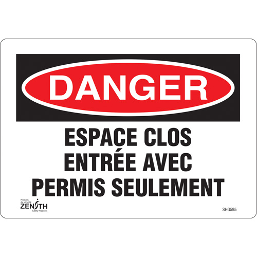 "Espace clos" Sign, 7" x 10", Vinyl, French Toolneeds Inc.