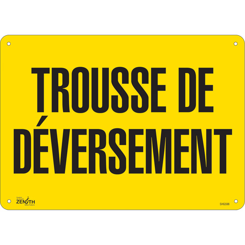 "Trousse de d&eacute;versement" Sign, 10" x 14", Plastic, French Toolneeds Inc.