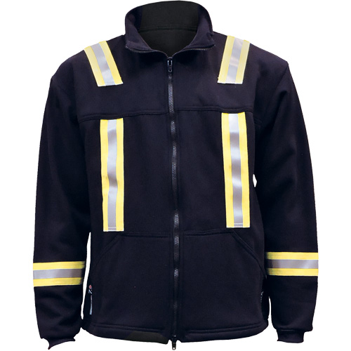 Flame Resistant Striped Full Zip Fleece Jacket, 3X-Large (Tall), Navy Blue Toolneeds Inc.