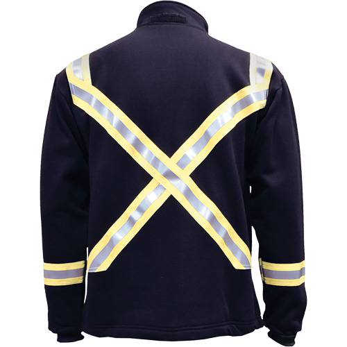 Flame Resistant Striped Full Zip Fleece Jacket, 3X-Large (Tall), Navy Blue Toolneeds Inc.