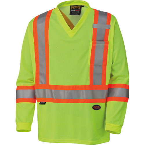 6985 Traffic Micro Mesh Long-Sleeved Safety Shirt, Small, High Visibility Lime-Yellow Toolneeds Inc.