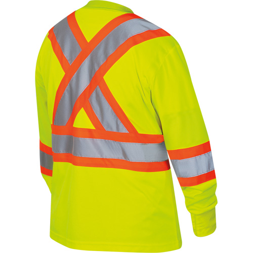 6969 Women's Bird's-Eye Long-Sleeved Safety Shirt, Polyester, X-Small, High Visibility Lime-Yellow Toolneeds Inc.