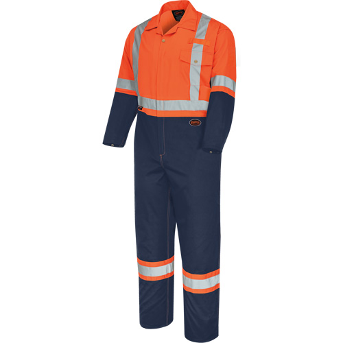 5514BBT 2-Tone Safety Coveralls with Zipper Closure, 40 (Tall), High Visibility Orange/Navy Blue Toolneeds Inc.