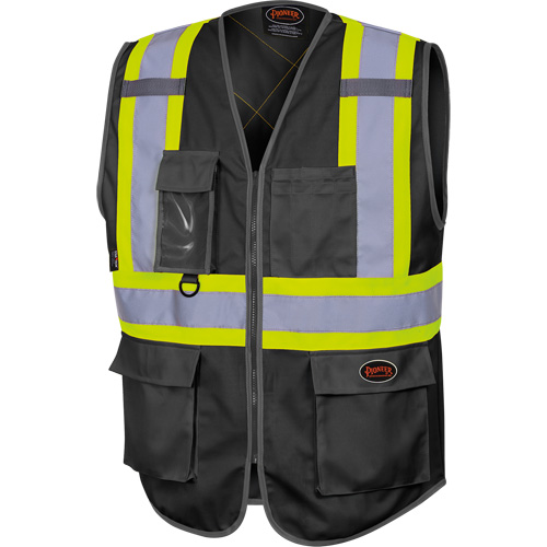 6959BK Tricot High-Visibility Safety Vest with Zipper Closure, Black, X-Small, Polyester Toolneeds Inc.