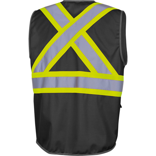 6959BK Tricot High-Visibility Safety Vest with Zipper Closure, Black, X-Small, Polyester Toolneeds Inc.