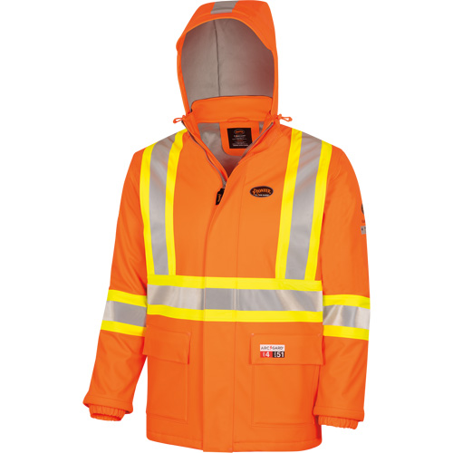 5884 Flash-Gard&reg; FR/Arc-Rated Waterproof Jacket with Hood, Small, High Visibility Orange, 51 cal/cm² Toolneeds Inc.
