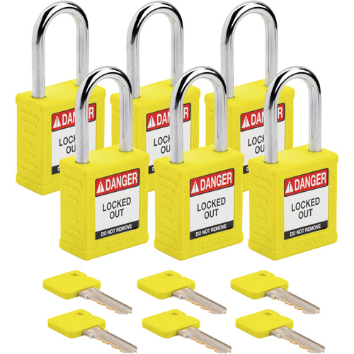 Velocity Lockout Padlocks, Yellow, Keyed Alike, Nylon, 1-1/2" Width Toolneeds Inc.