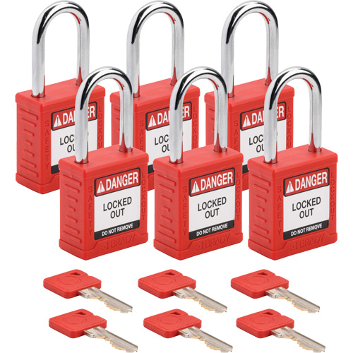 Velocity Lockout Padlocks, Red, Keyed Alike, Nylon, 1-1/2" Width Toolneeds Inc.