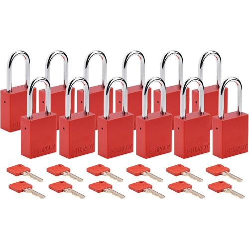 Lockout Padlock, Safety Padlock, Keyed Different, Aluminum, 1-1/2" Width Toolneeds Inc.