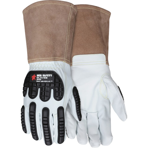 Leather Welding Work Gloves, Medium, Goatskin Palm, Gauntlet Cuff Toolneeds Inc.