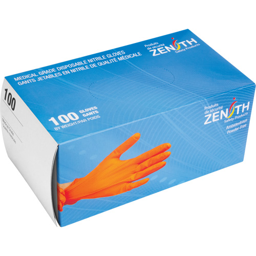 Heavyweight Tactile Grip Examination Gloves, Small, Nitrile, 8-mil, Powder-Free, Orange Toolneeds Inc.