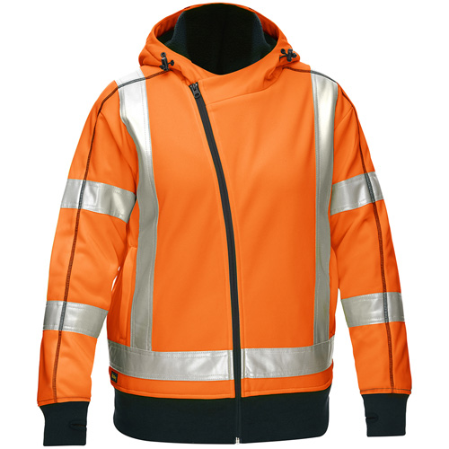Bisley&reg; X-Back Women's Contoured Full Zip Hooded Sweatshirt with Sherpa Lining, 3X-Large, High Visibility Orange Toolneeds Inc.