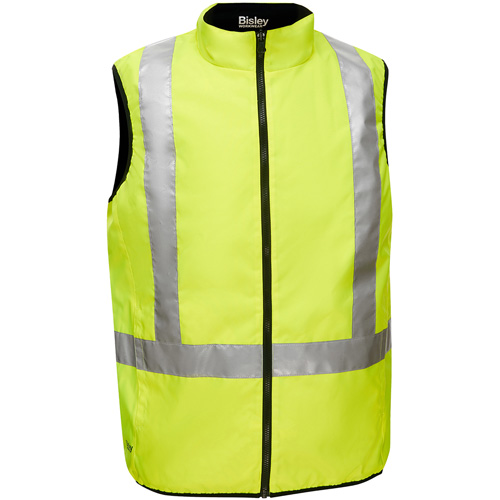 Bisley&reg; X-Back Reversible Puffer Vest, High Visibility Lime-Yellow, Large, Polyester Toolneeds Inc.
