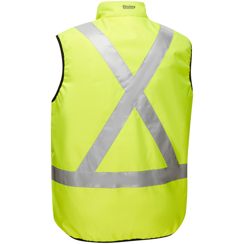 Bisley&reg; X-Back Reversible Puffer Vest, High Visibility Lime-Yellow, Large, Polyester Toolneeds Inc.
