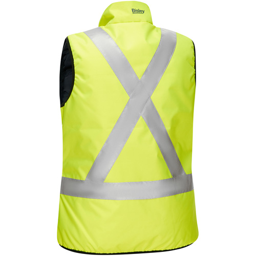 Bisley&reg; X-Back Women's Contoured Reversible Puffer Vest, High Visibility Lime-Yellow, 3X-Large, Polyester Toolneeds Inc.