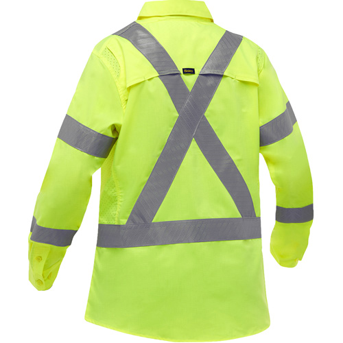 Bisley&reg; X-Back Women's Long Sleeve Work Shirt with X-Airflow, Poly-Cotton, Small, High Visibility Lime-Yellow Toolneeds Inc.